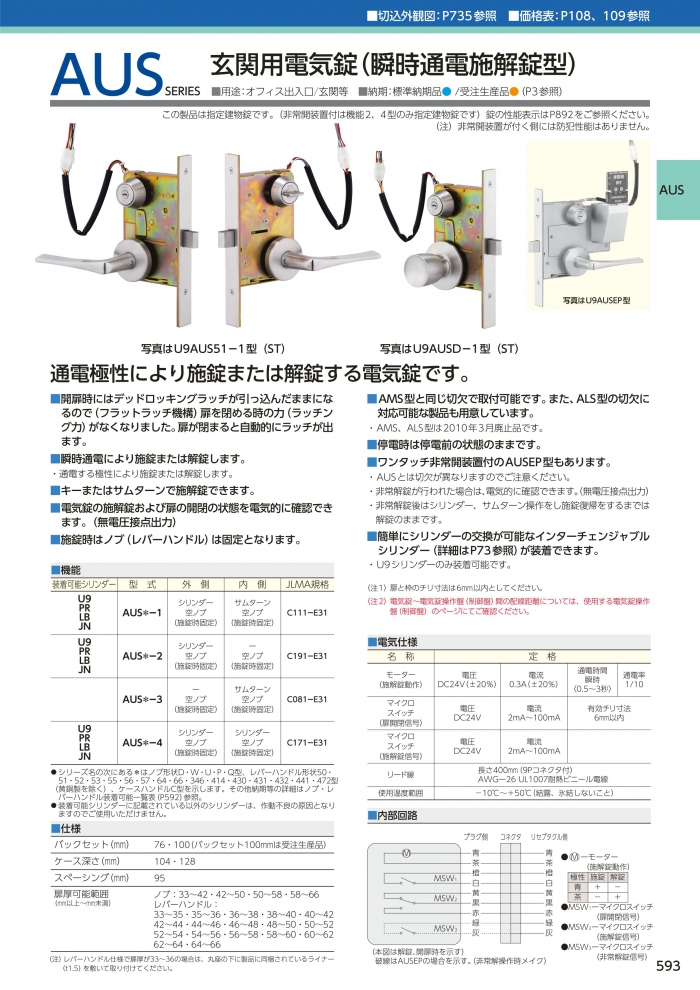 16250円 注目ブランド 6AUR50-1 美和ロック MIWA 電気錠 フロント幅26ｍｍ