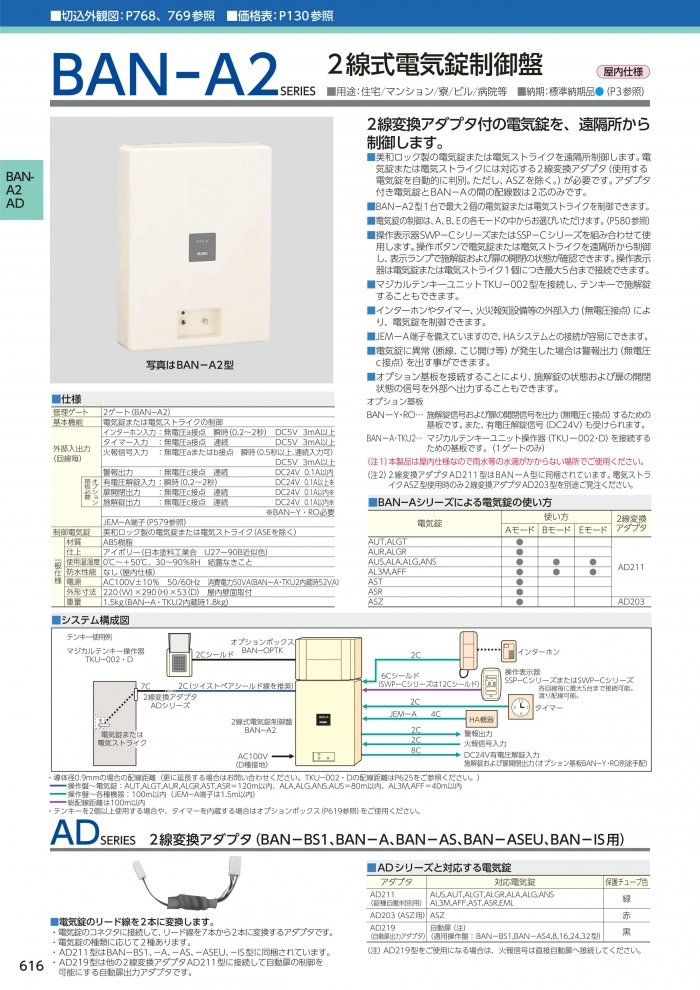 美和ロック,MIWA 操作盤 ・ 制御盤 BAN-A2 電気錠システム | 鍵・錠前