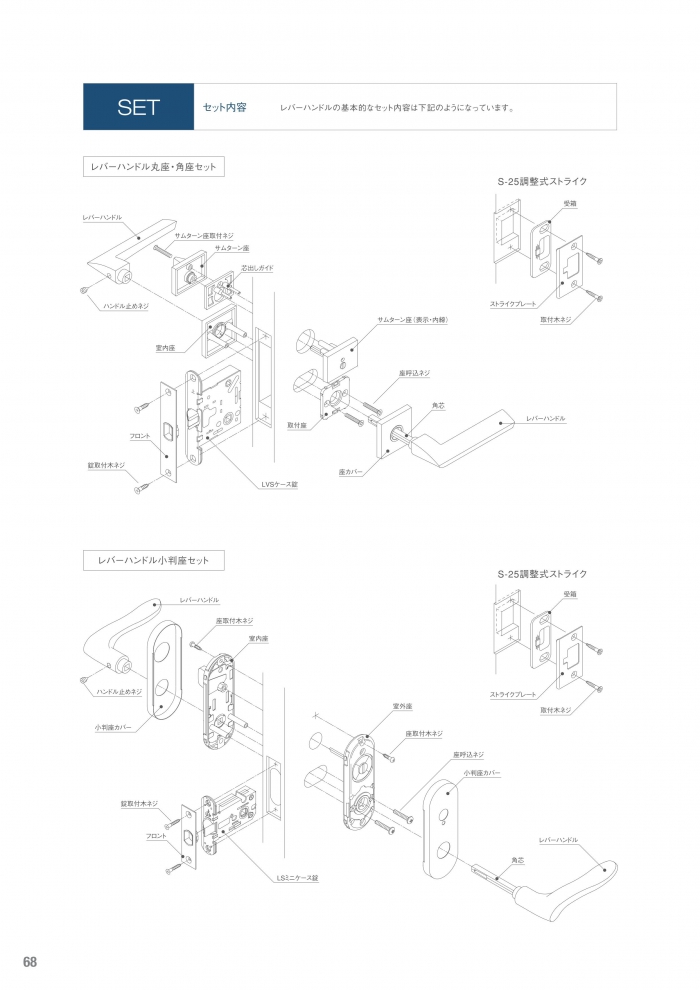 GIKEN（川口技研） レバーハンドル錠 81 W・R・B 空錠・室内・間仕切錠